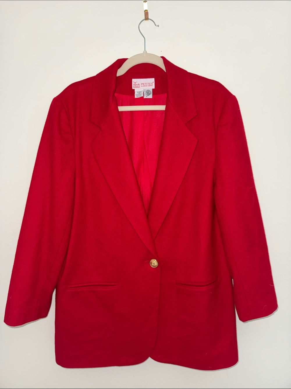 Rare 100% Wool Red Block Island Petites by Marina Pappas Blazer Jacket